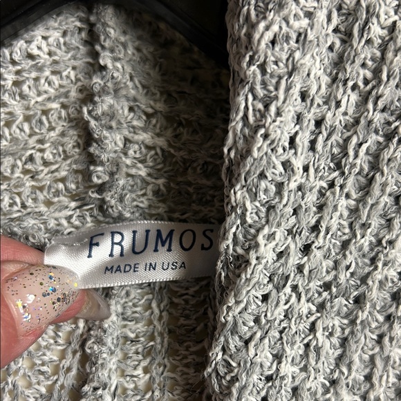 Gray Ribbed Open Front Cardigan 2X - Picture 2 of 4